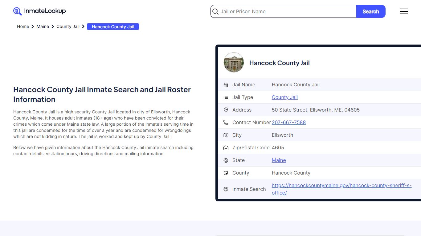 Hancock County Jail Inmate Search and Jail Roster Information