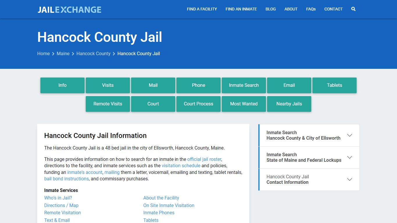 Hancock County Jail, ME Inmate Search, Information